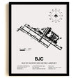 Framed Detailed Airport Map of Rocky Mountain Metro Airport (BJC) in White with a Black Frame