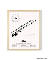 Detailed Airport Map of Burke Lakefront Airport (BKL) in White with a Natural Frame