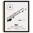 Framed Detailed Airport Map of Burke Lakefront Airport (BKL) in White with a Black Frame