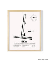Detailed Airport Map of Raleigh County Memorial Airport (BKW) in White with a Natural Frame