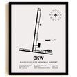 Framed Detailed Airport Map of Raleigh County Memorial Airport (BKW) in White with a Black Frame