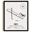 Framed Detailed Airport Map of Brookings Regional Airport (BKX) in White with a Black Frame