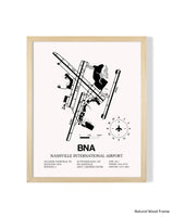 Detailed Airport Map of Nashville International Airport (BNA) in White with a Natural Frame