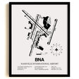 Framed Detailed Airport Map of Nashville International Airport (BNA) in White with a Black Frame