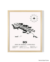 Detailed Airport Map of Boise Air Terminal/Gowen Field (BOI) in White with a Natural Frame