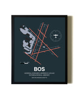 Slate Framed Boston Logan International Airport wall art poster in black frame