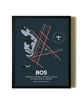 Slate Framed Boston Logan International Airport wall art poster in black frame