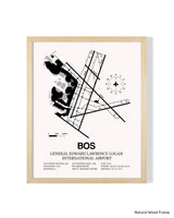 Detailed Airport Map of Logan International Airport (BOS) in White with a Natural Frame
