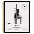 Framed Detailed Airport Map of Skypark Airport (BTF) in White with a Black Frame