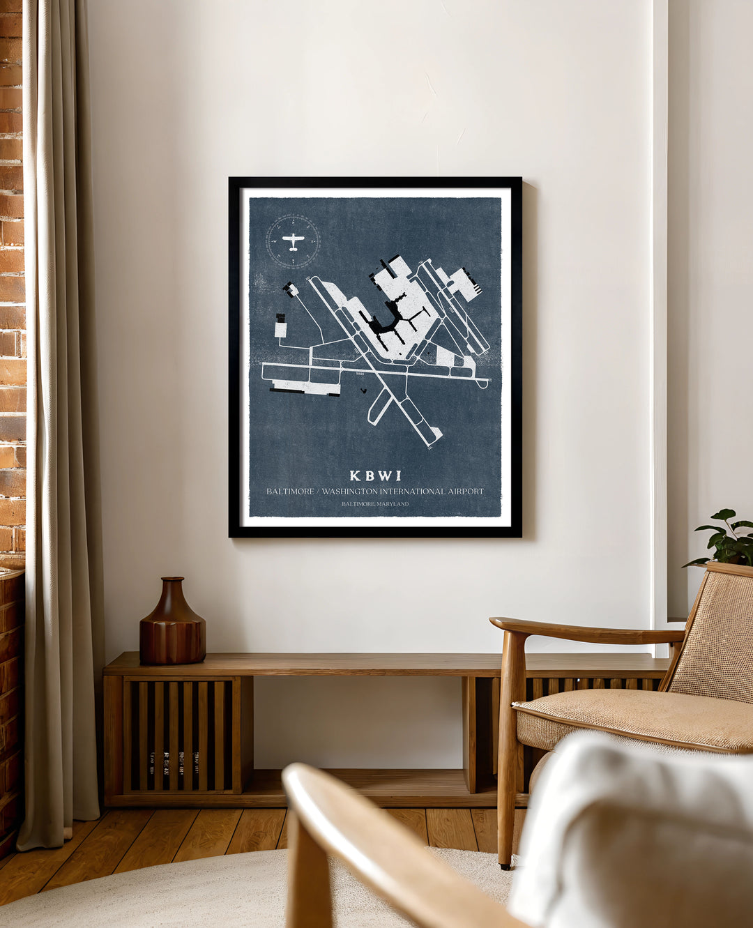 BWI Airport Map, Vintage Style, Baltimore/Washington International Thurgood Marshall Airport Print