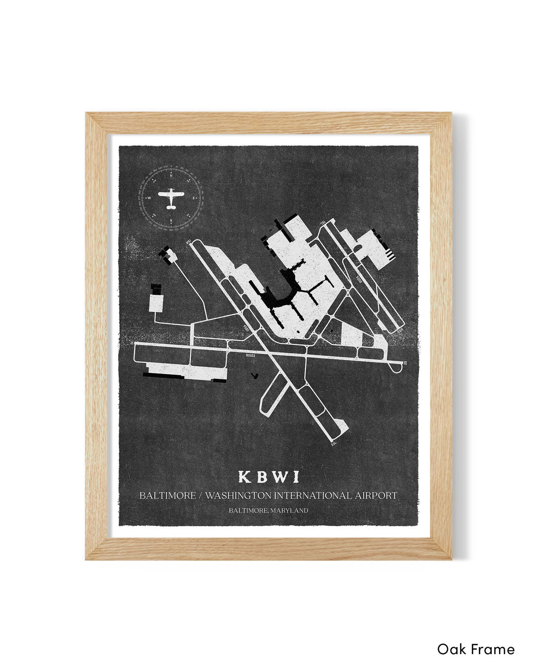 BWI Airport Map, Vintage Style, Baltimore/Washington International Thurgood Marshall Airport Print