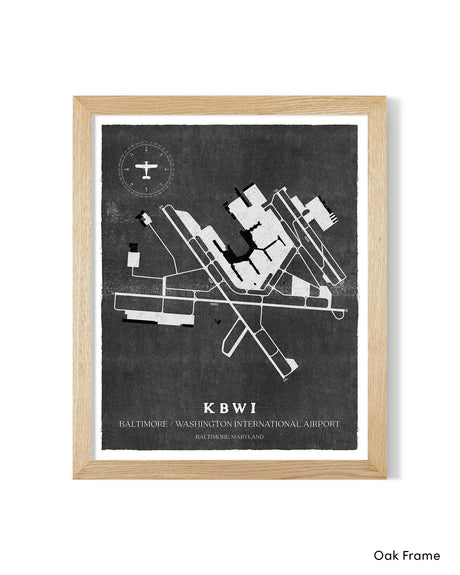 BWI Airport Map, Vintage Style, Baltimore/Washington International Thurgood Marshall Airport Print