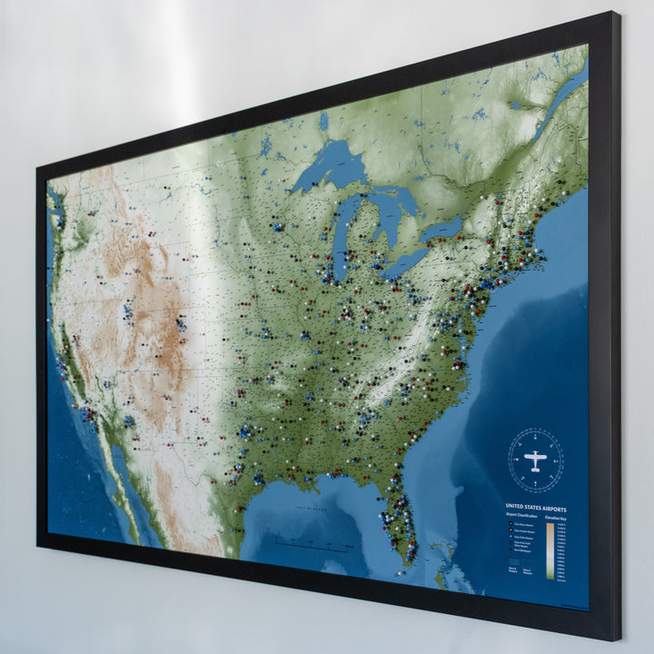 United States Airports Push Pin Map