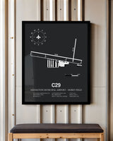 Framed Detailed Airport Map of Middleton Municipal Airport - Morey Field (C29) in Gray with a Black Frame