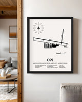 Framed Detailed Airport Map of Middleton Municipal Airport - Morey Field (C29) in White with a Black Frame
