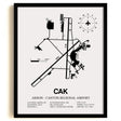 Framed Detailed Airport Map of Akron - Canton Regional Airport (CAK) in White with a Black Frame