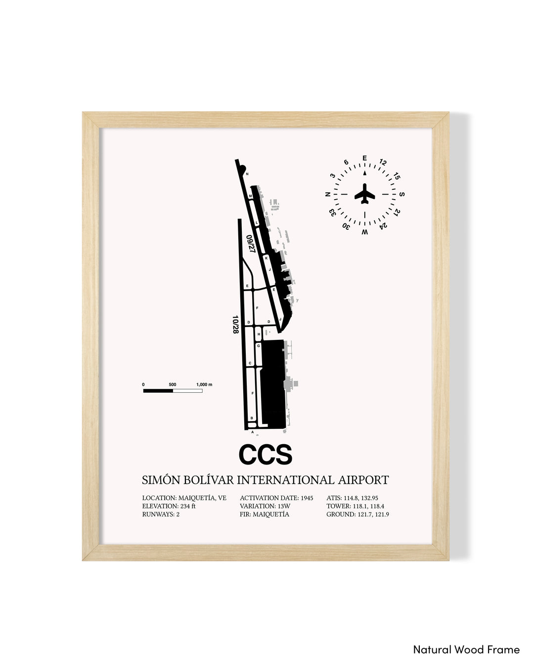 CCS Airport Map, Simon Bolivar International Airport Print