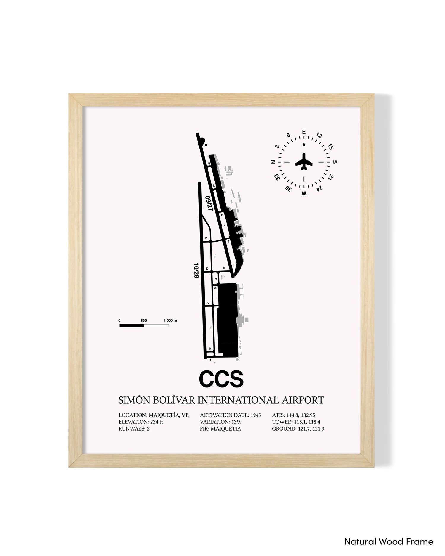 CCS Airport Map, Simon Bolivar International Airport Print