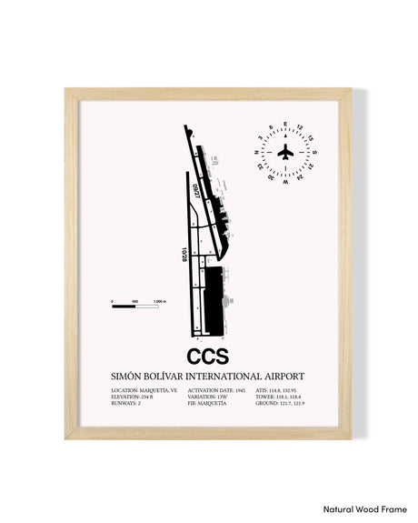 CCS Airport Map, Simon Bolivar International Airport Print