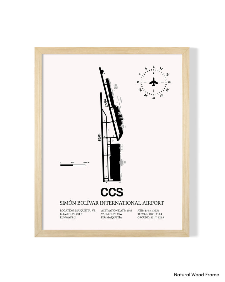 CCS Airport Map, Simon Bolivar International Airport Print