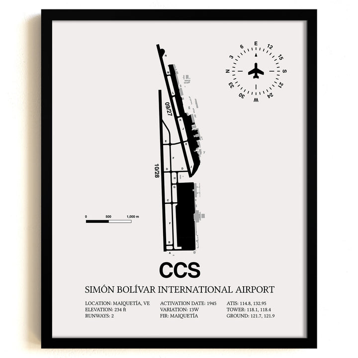 CCS Airport Map, Simon Bolivar International Airport Print