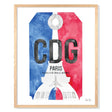 Framed Watercolor Print of Paris Charles de Gaulle Airport (CDG) with an Oak Frame