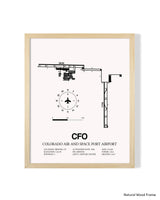 Detailed Airport Map of Colorado Air and Space Port Airport (CFO) in White with a Natural Frame