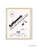 Detailed Airport Map of Cuyahoga County Airport (CGF) in White with a Natural Frame