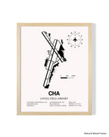 Detailed Airport Map of Lovell Field Airport (CHA) in White with a Natural Frame