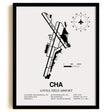 Framed Detailed Airport Map of Lovell Field Airport (CHA) in White with a Black Frame