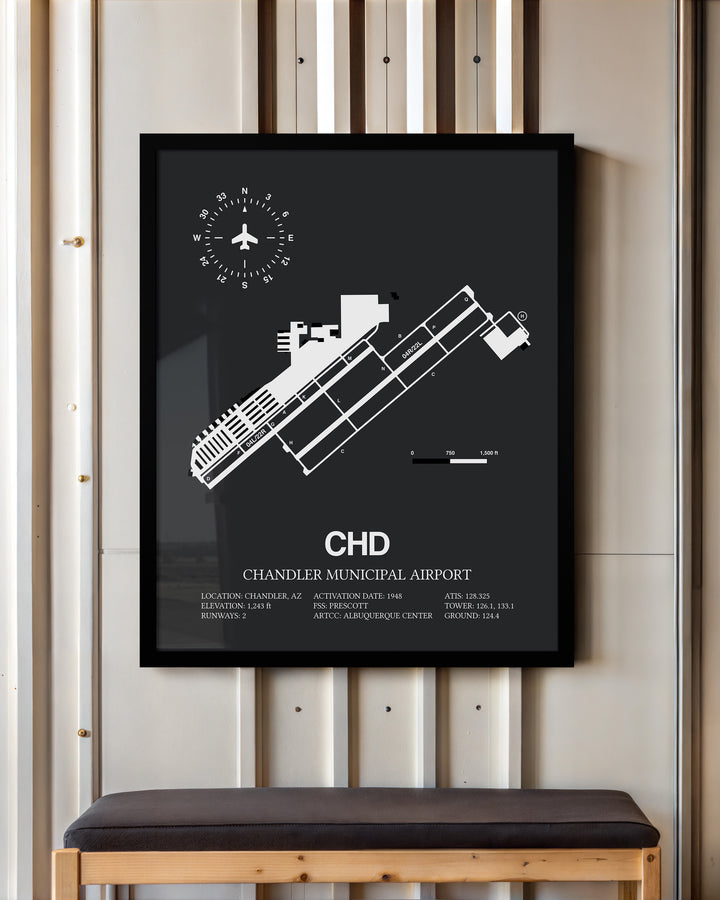 CHD Airport Map, Chandler Municipal Airport Print