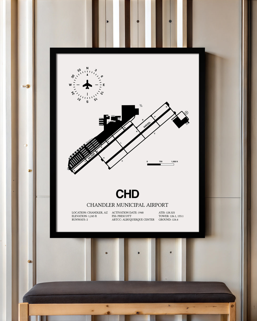CHD Airport Map, Chandler Municipal Airport Print