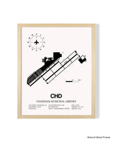 Detailed Airport Map of Chandler Municipal Airport (CHD) in White with a Natural Frame