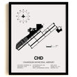 Framed Detailed Airport Map of Chandler Municipal Airport (CHD) in White with a Black Frame