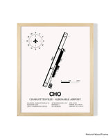 Detailed Airport Map of Charlottesville-Albemarle Airport (CHO) in White with a Natural Frame