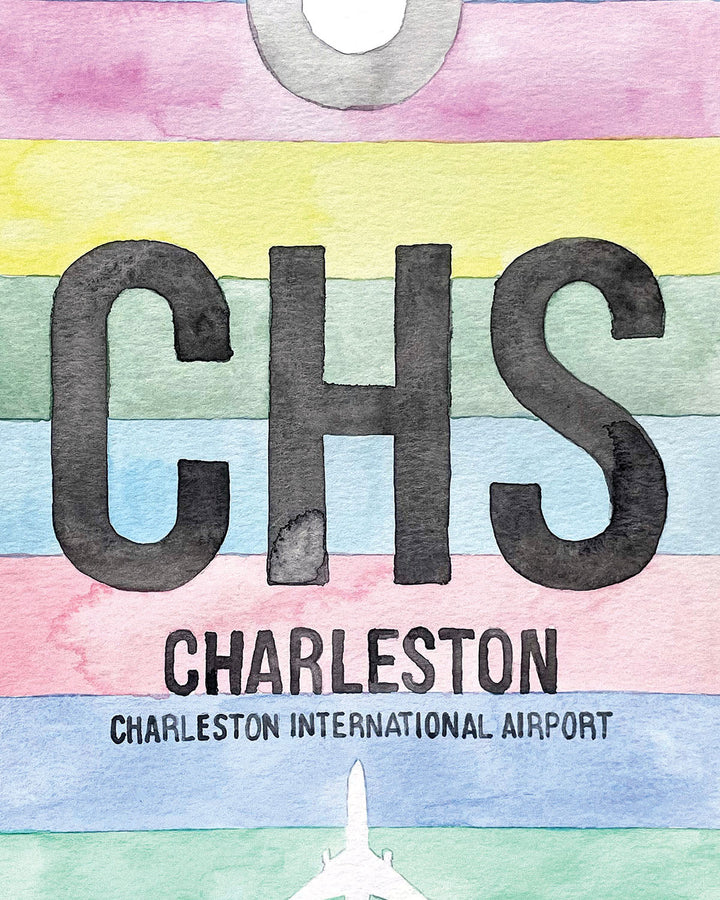 Closeup Watercolor Print of Charleston International Airport (CHS)
