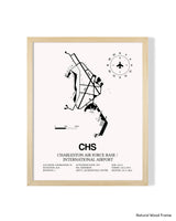 Detailed Airport Map of Charleston International Airport (CHS) in White with a Natural Frame