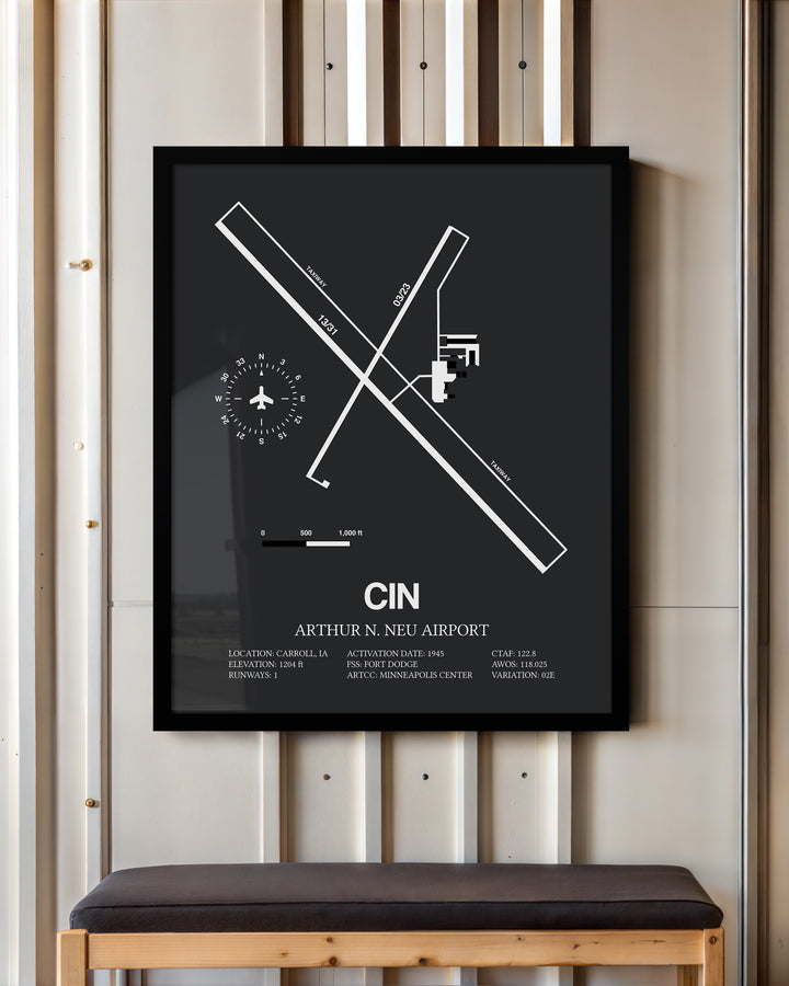 CIN Airport Map, Arthur N. Neu Airport Print