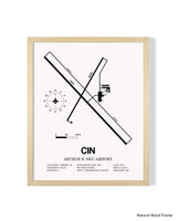 Detailed Airport Map of Arthur N. Neu Airport (CIN) in White with a Natural Frame