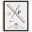 Framed Detailed Airport Map of Arthur N. Neu Airport (CIN) in White with a Black Frame