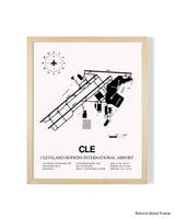 Detailed Airport Map of Cleveland Hopkins International Airport (CLE) in White with a Natural Frame