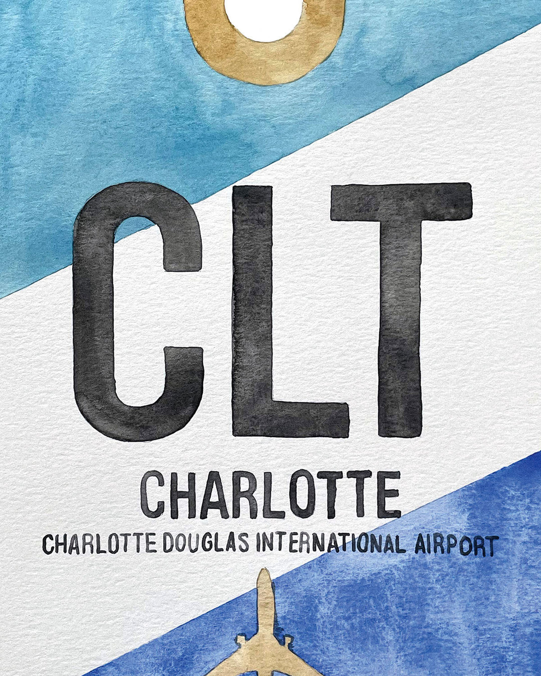 Closeup Watercolor Print of Charlotte Douglas International Airport (CLT)