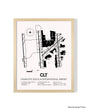 Detailed Airport Map of Charlotte Douglas International Airport (CLT) in White with a Natural Frame