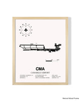 Detailed Airport Map of Camarillo Airport (CMA) in White with a Natural Frame