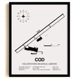 Framed Detailed Airport Map of Yellowstone Regional Airport (COD) in White with a Black Frame