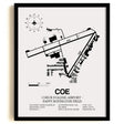 Framed Detailed Airport Map of Coeur d'Alene Airport - Pappy Boyington Field (COE) in White with a Black Frame