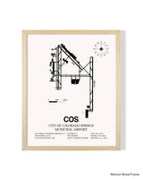 Detailed Airport Map of City of Colorado Springs Municipal Airport (COS) in White with a Natural Frame