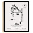 Framed Detailed Airport Map of City of Colorado Springs Municipal Airport (COS) in White with a Black Frame