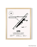 Detailed Airport Map of Casper/Natrona County International Airport (CPR) in White with a Natural Frame