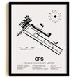 Framed Detailed Airport Map of St. Louis Downtown Airport (CPS) in White with a Black Frame